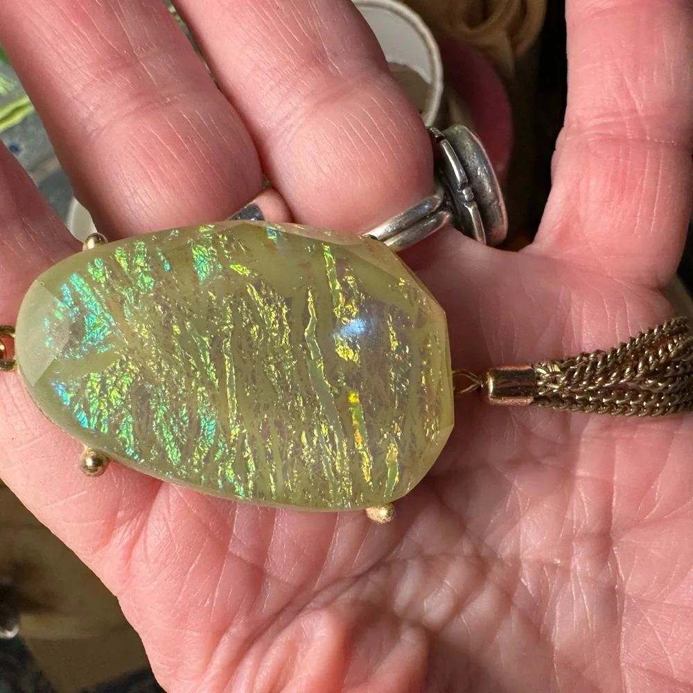 Gold Toned Faux Pendant Necklace